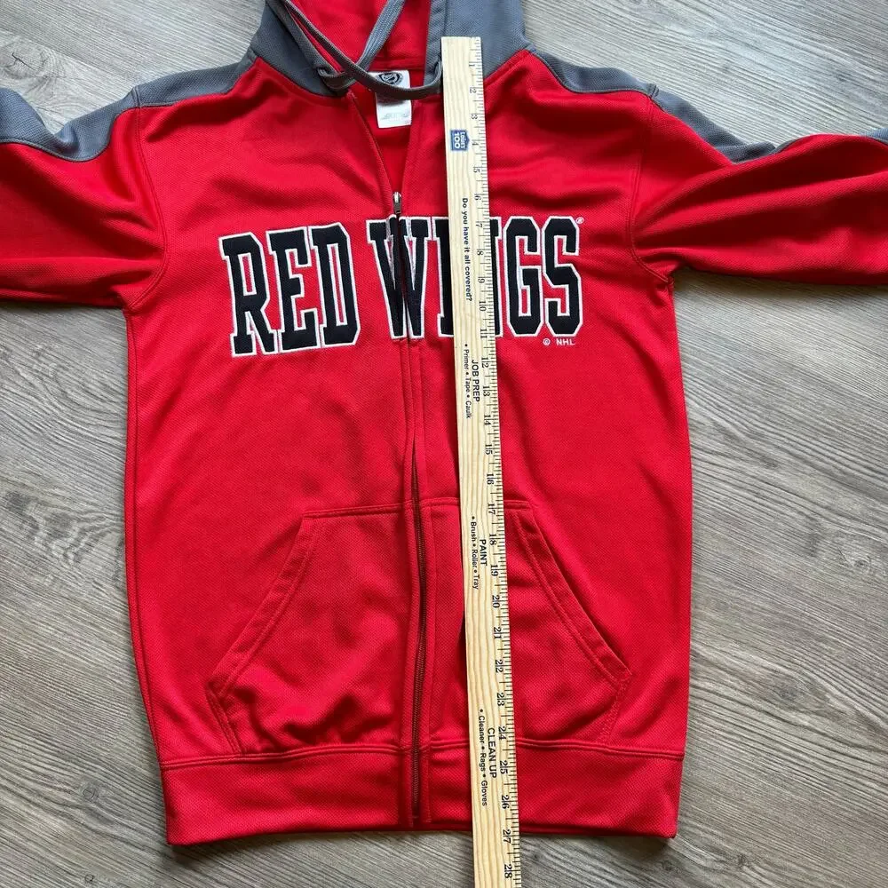 NHL Red Wings Hockey Hooded Zip Up Sweatshirt Mens Small Red Activewear Hoodie - Picture 7 of 10